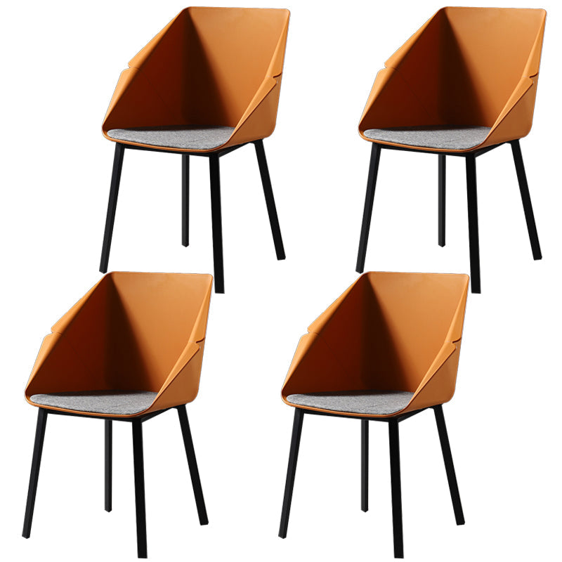 Industrial Style Metal Dining Chair Solid Back Dining Room Chair with Arm Orange 4 Piece Set Clearhalo ' kitchen&dining_furn' 'Dining Chairs' 'Dining Tables & Seating' 'dining_chair' 'furn' 'furn_dining_chair' 'Furniture' 'furniture_dining_chair' 'Kitchen & Dining Furniture' 'kitchen' 4154867