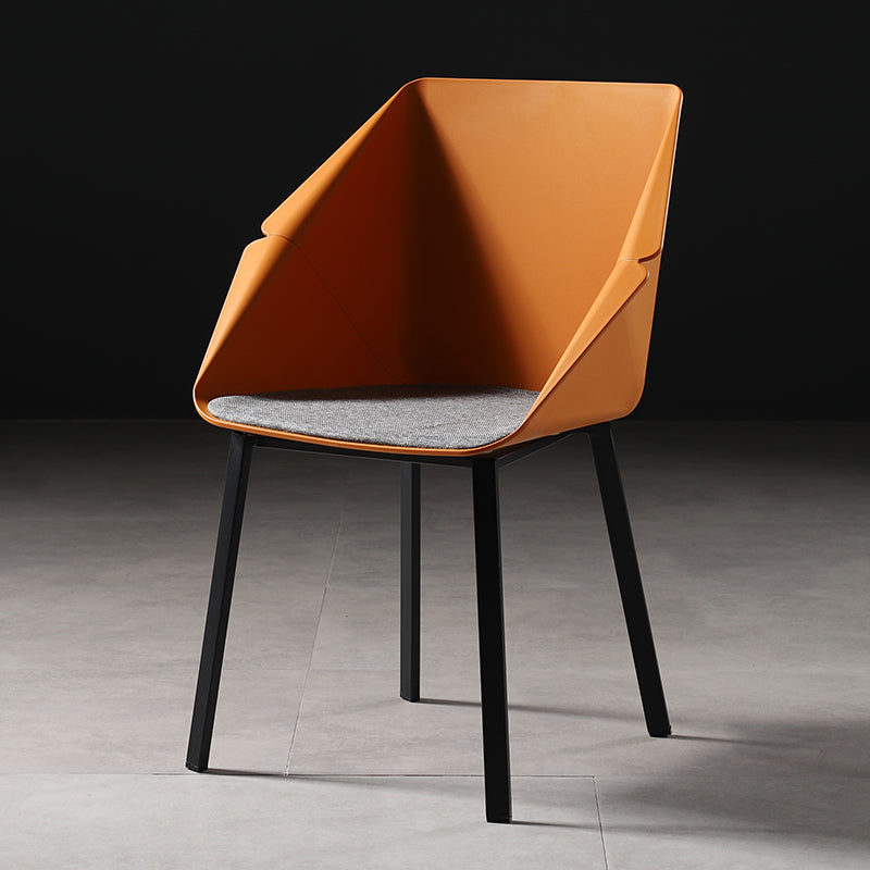 Industrial Style Metal Dining Chair Solid Back Dining Room Chair with Arm Orange 1 Piece Clearhalo ' kitchen&dining_furn' 'Dining Chairs' 'Dining Tables & Seating' 'dining_chair' 'furn' 'furn_dining_chair' 'Furniture' 'furniture_dining_chair' 'Kitchen & Dining Furniture' 'kitchen' 4154868