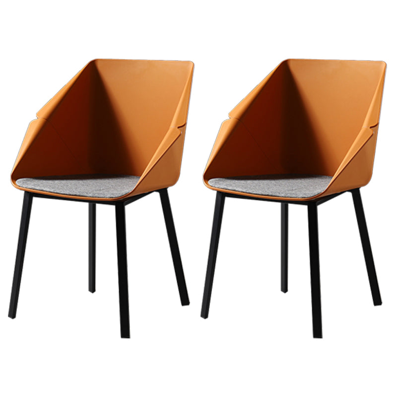 Industrial Style Metal Dining Chair Solid Back Dining Room Chair with Arm Orange 2 Piece Set Clearhalo ' kitchen&dining_furn' 'Dining Chairs' 'Dining Tables & Seating' 'dining_chair' 'furn' 'furn_dining_chair' 'Furniture' 'furniture_dining_chair' 'Kitchen & Dining Furniture' 'kitchen' 4154869