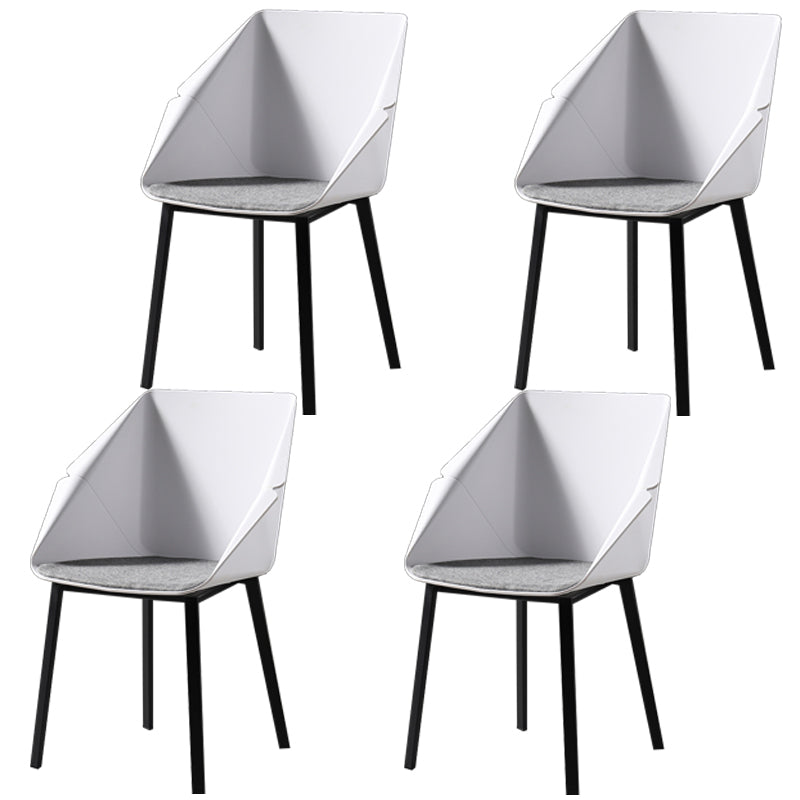 Industrial Style Metal Dining Chair Solid Back Dining Room Chair with Arm White 4 Piece Set Clearhalo ' kitchen&dining_furn' 'Dining Chairs' 'Dining Tables & Seating' 'dining_chair' 'furn' 'furn_dining_chair' 'Furniture' 'furniture_dining_chair' 'Kitchen & Dining Furniture' 'kitchen' 4154870