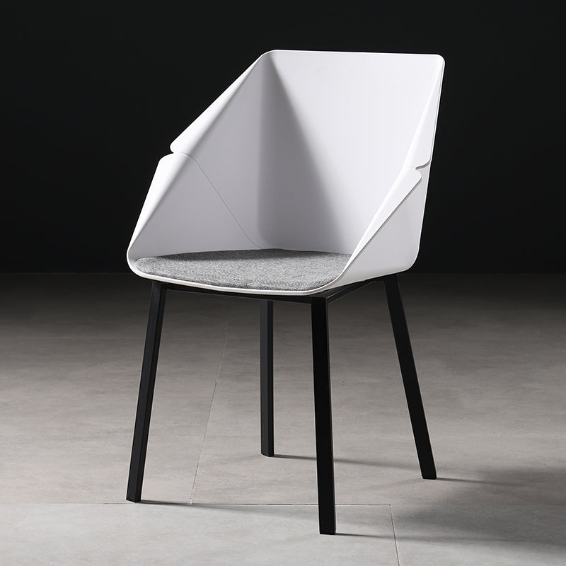 Industrial Style Metal Dining Chair Solid Back Dining Room Chair with Arm White 1 Piece Clearhalo ' kitchen&dining_furn' 'Dining Chairs' 'Dining Tables & Seating' 'dining_chair' 'furn' 'furn_dining_chair' 'Furniture' 'furniture_dining_chair' 'Kitchen & Dining Furniture' 'kitchen' 4154871