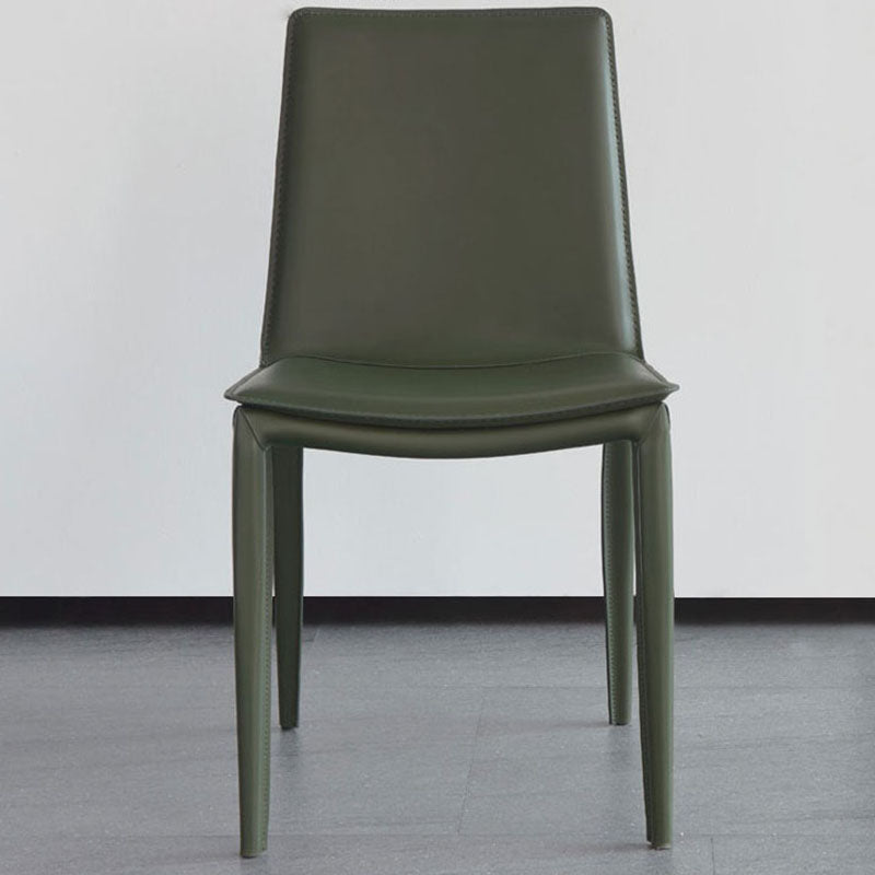 Contemporary Style Leather Dining Chairs Armless Solid Back Side Chairs (Set of 2) Clearhalo ' kitchen&dining_furn' 'Dining Chairs' 'Dining Tables & Seating' 'dining_chair' 'furn' 'furn_dining_chair' 'Furniture' 'furniture_dining_chair' 'Kitchen & Dining Furniture' 'kitchen' 4154890