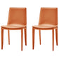 Contemporary Style Leather Dining Chairs Armless Solid Back Side Chairs (Set of 2) Orange Clearhalo ' kitchen&dining_furn' 'Dining Chairs' 'Dining Tables & Seating' 'dining_chair' 'furn' 'furn_dining_chair' 'Furniture' 'furniture_dining_chair' 'Kitchen & Dining Furniture' 'kitchen' 4154895