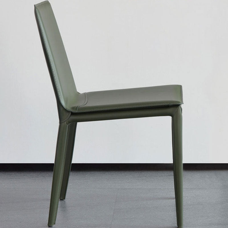 Contemporary Style Leather Dining Chairs Armless Solid Back Side Chairs (Set of 2) Clearhalo ' kitchen&dining_furn' 'Dining Chairs' 'Dining Tables & Seating' 'dining_chair' 'furn' 'furn_dining_chair' 'Furniture' 'furniture_dining_chair' 'Kitchen & Dining Furniture' 'kitchen' 4154896