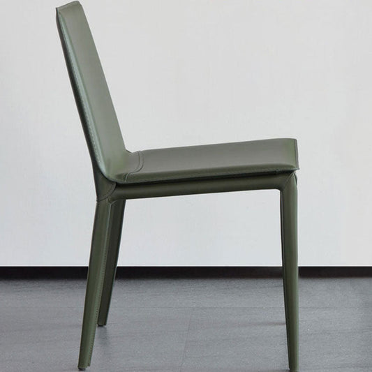 Contemporary Style Leather Dining Chairs Armless Solid Back Side Chairs (Set of 2) Clearhalo ' kitchen&dining_furn' 'Dining Chairs' 'Dining Tables & Seating' 'dining_chair' 'furn' 'furn_dining_chair' 'Furniture' 'furniture_dining_chair' 'Kitchen & Dining Furniture' 'kitchen' 4154896