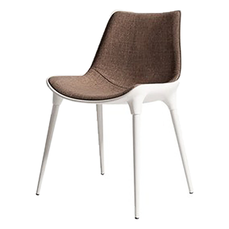 Contemporary Style Dining Chairs Kitchen Armless Side Chairs with Metal Legs Coffee 1 Piece Clearhalo ' kitchen&dining_furn' 'Dining Chairs' 'Dining Tables & Seating' 'dining_chair' 'furn' 'furn_dining_chair' 'Furniture' 'furniture_dining_chair' 'Kitchen & Dining Furniture' 'kitchen' 4154902