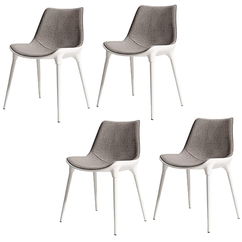 Contemporary Style Dining Chairs Kitchen Armless Side Chairs with Metal Legs Grey 4 Piece Set Clearhalo ' kitchen&dining_furn' 'Dining Chairs' 'Dining Tables & Seating' 'dining_chair' 'furn' 'furn_dining_chair' 'Furniture' 'furniture_dining_chair' 'Kitchen & Dining Furniture' 'kitchen' 4154911