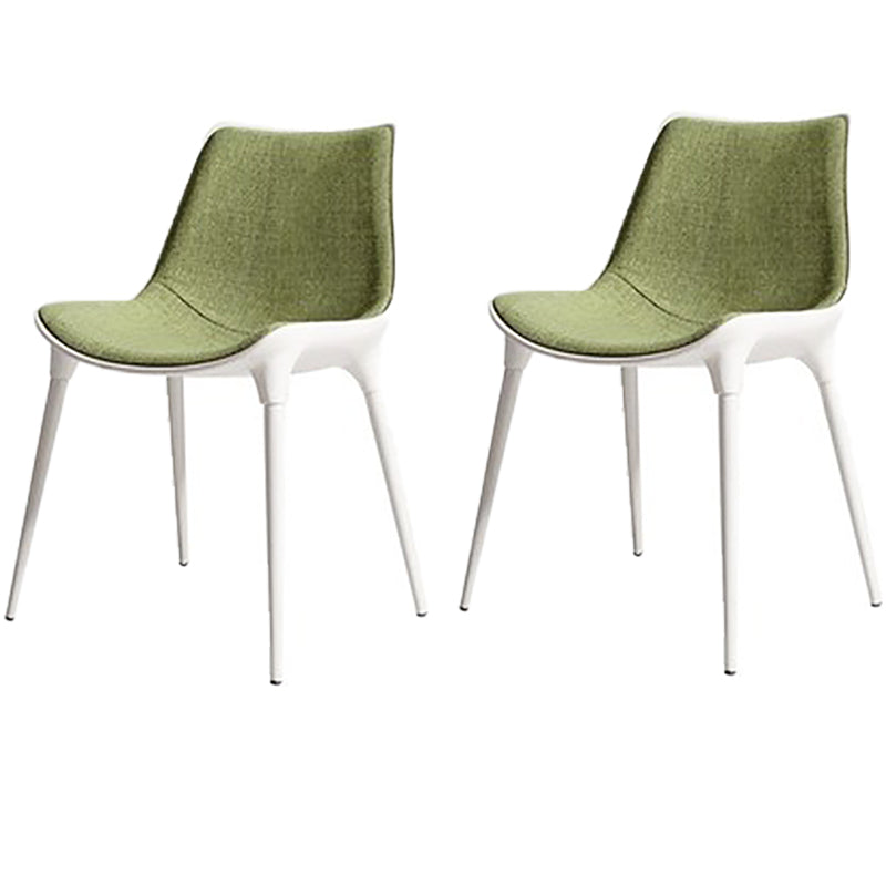 Contemporary Style Dining Chairs Kitchen Armless Side Chairs with Metal Legs Green 2 Piece Set Clearhalo ' kitchen&dining_furn' 'Dining Chairs' 'Dining Tables & Seating' 'dining_chair' 'furn' 'furn_dining_chair' 'Furniture' 'furniture_dining_chair' 'Kitchen & Dining Furniture' 'kitchen' 4154917