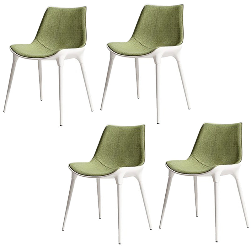Contemporary Style Dining Chairs Kitchen Armless Side Chairs with Metal Legs Green 4 Piece Set Clearhalo ' kitchen&dining_furn' 'Dining Chairs' 'Dining Tables & Seating' 'dining_chair' 'furn' 'furn_dining_chair' 'Furniture' 'furniture_dining_chair' 'Kitchen & Dining Furniture' 'kitchen' 4154918