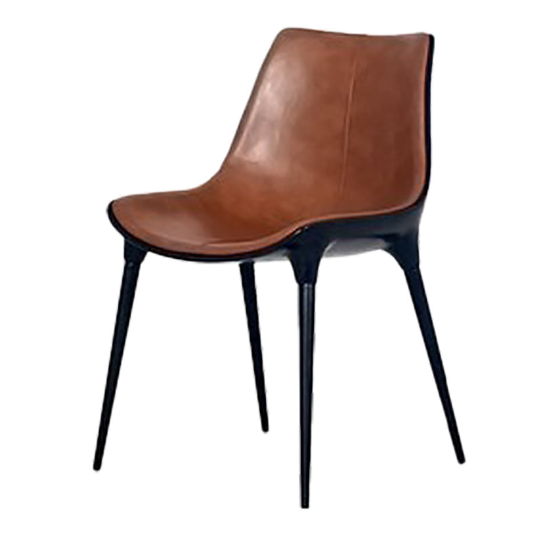 Contemporary Style Dining Chairs Kitchen Armless Side Chairs with Metal Legs Dark Brown 1 Piece Clearhalo ' kitchen&dining_furn' 'Dining Chairs' 'Dining Tables & Seating' 'dining_chair' 'furn' 'furn_dining_chair' 'Furniture' 'furniture_dining_chair' 'Kitchen & Dining Furniture' 'kitchen' 4154919