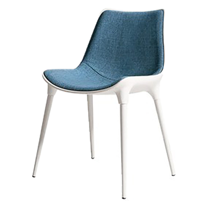 Contemporary Style Dining Chairs Kitchen Armless Side Chairs with Metal Legs Blue 1 Piece Clearhalo ' kitchen&dining_furn' 'Dining Chairs' 'Dining Tables & Seating' 'dining_chair' 'furn' 'furn_dining_chair' 'Furniture' 'furniture_dining_chair' 'Kitchen & Dining Furniture' 'kitchen' 4154922