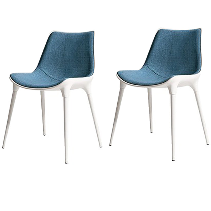 Contemporary Style Dining Chairs Kitchen Armless Side Chairs with Metal Legs Blue 2 Piece Set Clearhalo ' kitchen&dining_furn' 'Dining Chairs' 'Dining Tables & Seating' 'dining_chair' 'furn' 'furn_dining_chair' 'Furniture' 'furniture_dining_chair' 'Kitchen & Dining Furniture' 'kitchen' 4154923