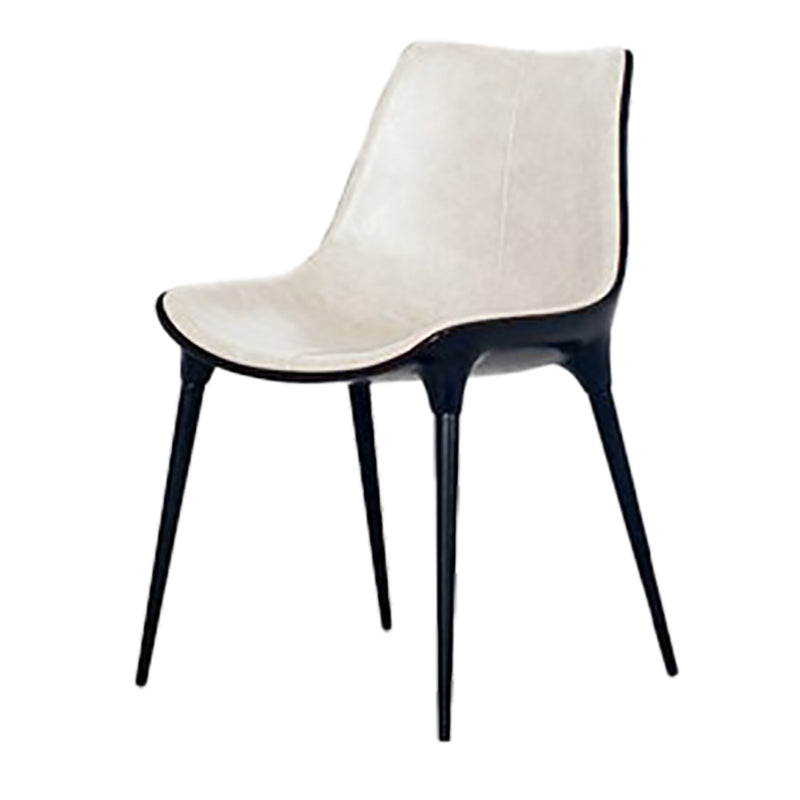 Contemporary Style Dining Chairs Kitchen Armless Side Chairs with Metal Legs White 1 Piece Clearhalo ' kitchen&dining_furn' 'Dining Chairs' 'Dining Tables & Seating' 'dining_chair' 'furn' 'furn_dining_chair' 'Furniture' 'furniture_dining_chair' 'Kitchen & Dining Furniture' 'kitchen' 4154925