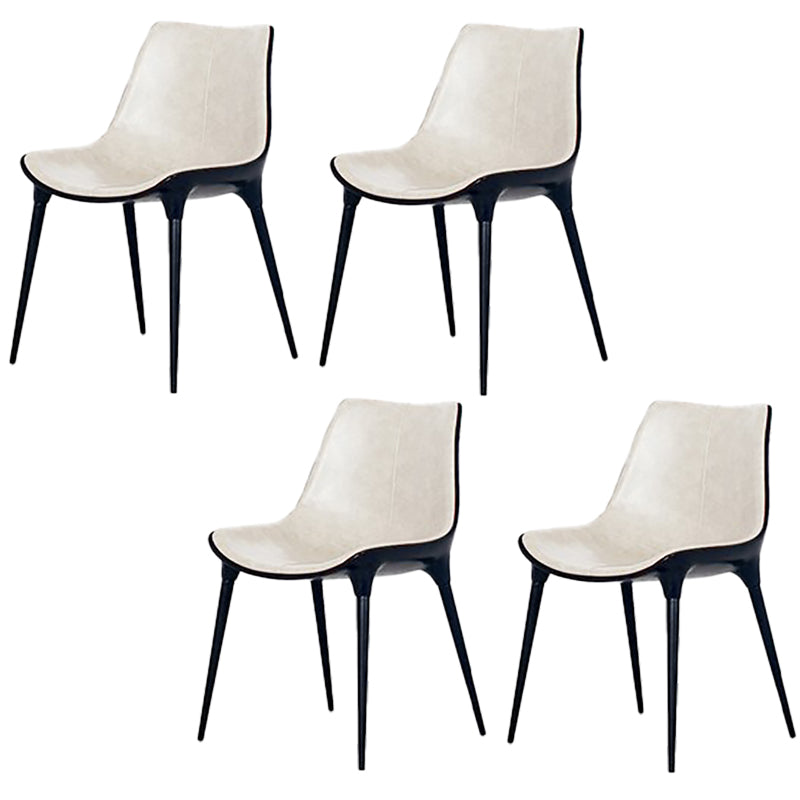 Contemporary Style Dining Chairs Kitchen Armless Side Chairs with Metal Legs White 4 Piece Set Clearhalo ' kitchen&dining_furn' 'Dining Chairs' 'Dining Tables & Seating' 'dining_chair' 'furn' 'furn_dining_chair' 'Furniture' 'furniture_dining_chair' 'Kitchen & Dining Furniture' 'kitchen' 4154927