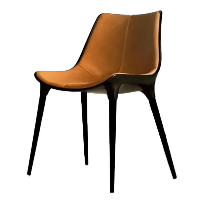 Contemporary Style Dining Chairs Kitchen Armless Side Chairs with Metal Legs Orange Black 1 Piece Clearhalo ' kitchen&dining_furn' 'Dining Chairs' 'Dining Tables & Seating' 'dining_chair' 'furn' 'furn_dining_chair' 'Furniture' 'furniture_dining_chair' 'Kitchen & Dining Furniture' 'kitchen' 4154931