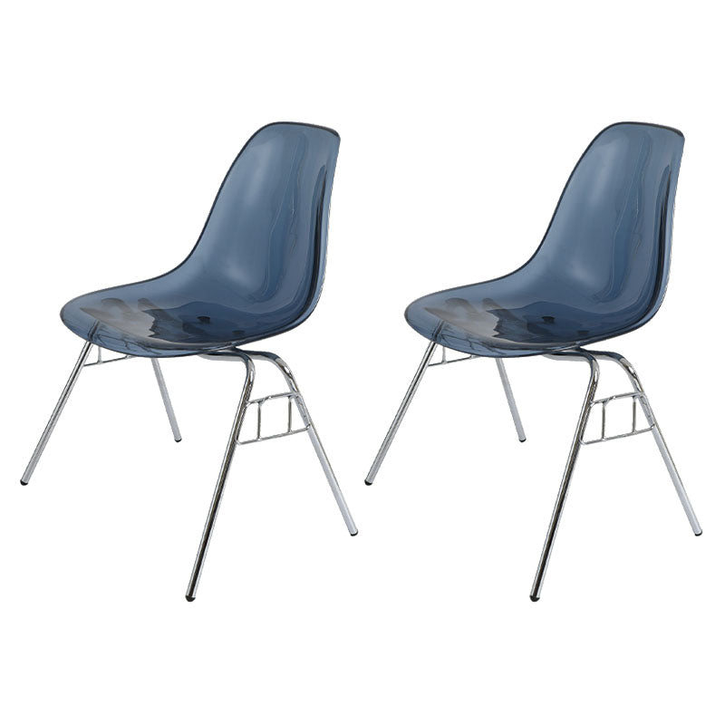 Industrial Style Armless Side Chairs Solid Back Plastic Dining Chair for Home Blue-Clear Set of 2 Clearhalo ' kitchen&dining_furn' 'Dining Chairs' 'Dining Tables & Seating' 'dining_chair' 'Furniture' 'furniture_dining_chair' 'Kitchen & Dining Furniture' 'kitchen' 4154956