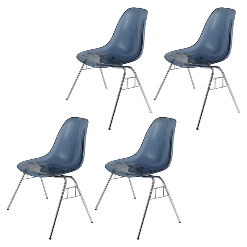 Industrial Style Armless Side Chairs Solid Back Plastic Dining Chair for Home Blue-Clear Set of 4 Clearhalo ' kitchen&dining_furn' 'Dining Chairs' 'Dining Tables & Seating' 'dining_chair' 'Furniture' 'furniture_dining_chair' 'Kitchen & Dining Furniture' 'kitchen' 4154958