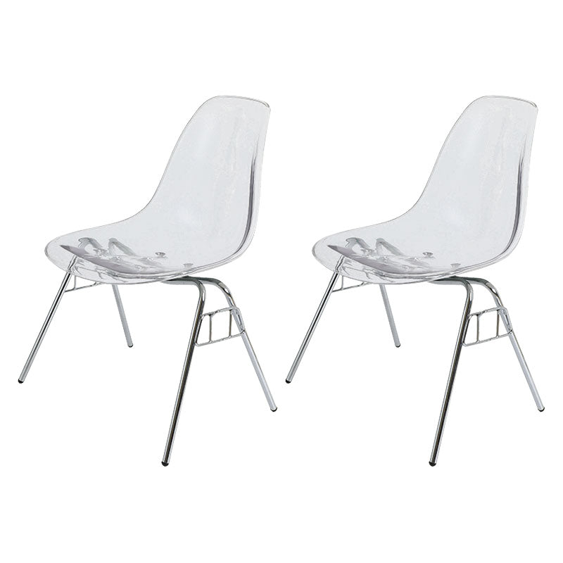 Industrial Style Armless Side Chairs Solid Back Plastic Dining Chair for Home Clear Set of 2 Clearhalo ' kitchen&dining_furn' 'Dining Chairs' 'Dining Tables & Seating' 'dining_chair' 'Furniture' 'furniture_dining_chair' 'Kitchen & Dining Furniture' 'kitchen' 4154963