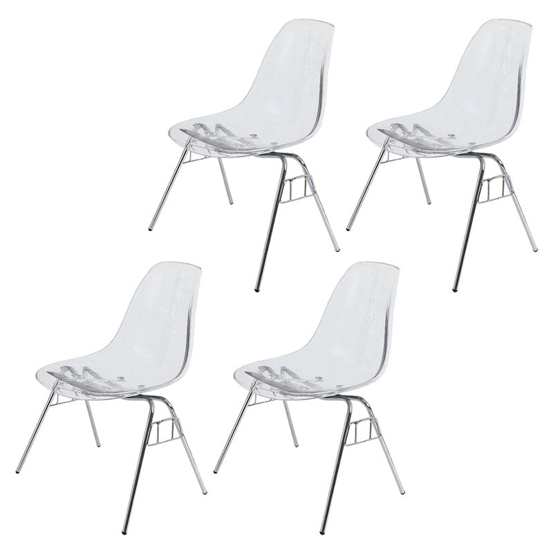 Industrial Style Armless Side Chairs Solid Back Plastic Dining Chair for Home Clear Set of 4 Clearhalo ' kitchen&dining_furn' 'Dining Chairs' 'Dining Tables & Seating' 'dining_chair' 'Furniture' 'furniture_dining_chair' 'Kitchen & Dining Furniture' 'kitchen' 4154965