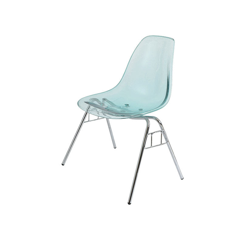 Industrial Style Armless Side Chairs Solid Back Plastic Dining Chair for Home Light Blue-Clear 1 Piece Clearhalo ' kitchen&dining_furn' 'Dining Chairs' 'Dining Tables & Seating' 'dining_chair' 'Furniture' 'furniture_dining_chair' 'Kitchen & Dining Furniture' 'kitchen' 4154972