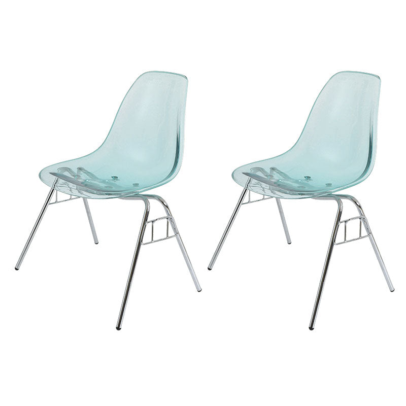 Industrial Style Armless Side Chairs Solid Back Plastic Dining Chair for Home Light Blue-Clear Set of 2 Clearhalo ' kitchen&dining_furn' 'Dining Chairs' 'Dining Tables & Seating' 'dining_chair' 'Furniture' 'furniture_dining_chair' 'Kitchen & Dining Furniture' 'kitchen' 4154974