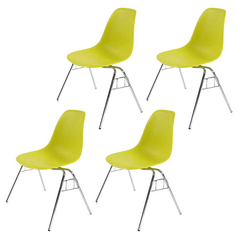 Industrial Style Armless Side Chairs Solid Back Plastic Dining Chair for Home Yellow Set of 4 Clearhalo ' kitchen&dining_furn' 'Dining Chairs' 'Dining Tables & Seating' 'dining_chair' 'Furniture' 'furniture_dining_chair' 'Kitchen & Dining Furniture' 'kitchen' 4154978