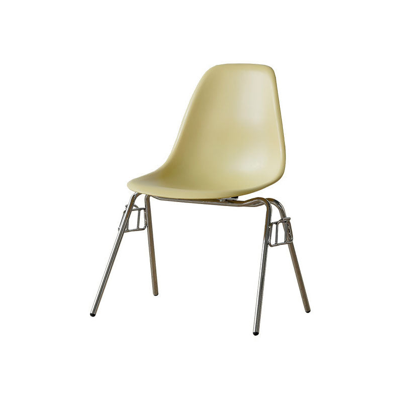 Industrial Style Armless Side Chairs Solid Back Plastic Dining Chair for Home Beige-Yellow 1 Piece Clearhalo ' kitchen&dining_furn' 'Dining Chairs' 'Dining Tables & Seating' 'dining_chair' 'Furniture' 'furniture_dining_chair' 'Kitchen & Dining Furniture' 'kitchen' 4154985