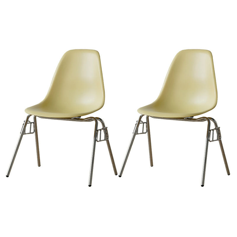Industrial Style Armless Side Chairs Solid Back Plastic Dining Chair for Home Beige-Yellow Set of 2 Clearhalo ' kitchen&dining_furn' 'Dining Chairs' 'Dining Tables & Seating' 'dining_chair' 'Furniture' 'furniture_dining_chair' 'Kitchen & Dining Furniture' 'kitchen' 4154986