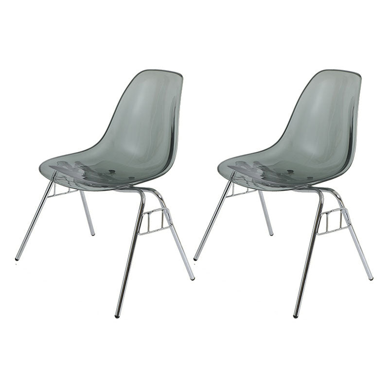 Industrial Style Armless Side Chairs Solid Back Plastic Dining Chair for Home Smoke Gray Set of 2 Clearhalo ' kitchen&dining_furn' 'Dining Chairs' 'Dining Tables & Seating' 'dining_chair' 'Furniture' 'furniture_dining_chair' 'Kitchen & Dining Furniture' 'kitchen' 4154992