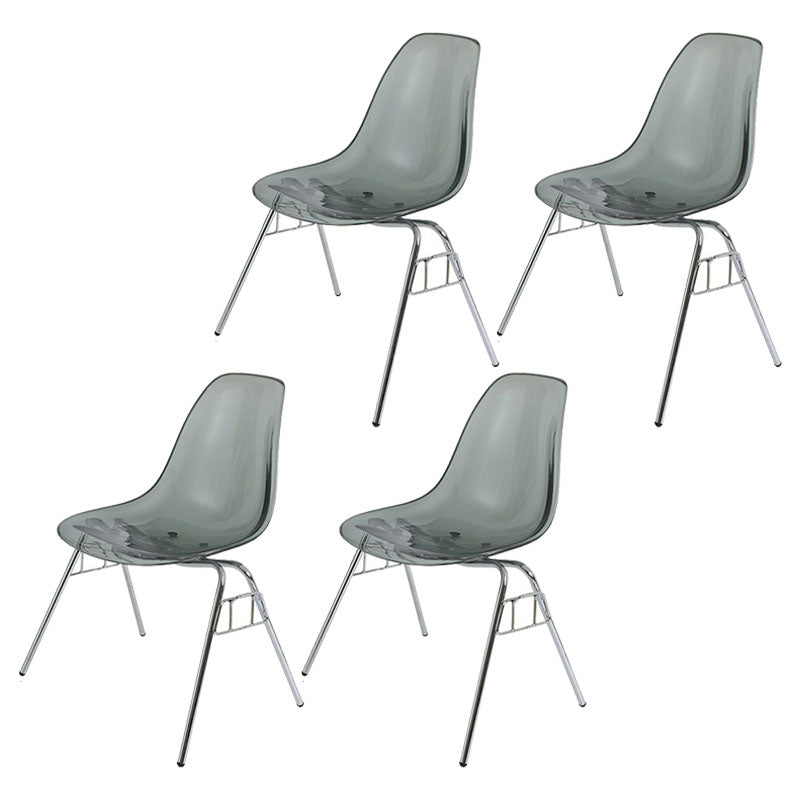 Industrial Style Armless Side Chairs Solid Back Plastic Dining Chair for Home Smoke Gray Set of 4 Clearhalo ' kitchen&dining_furn' 'Dining Chairs' 'Dining Tables & Seating' 'dining_chair' 'Furniture' 'furniture_dining_chair' 'Kitchen & Dining Furniture' 'kitchen' 4154993
