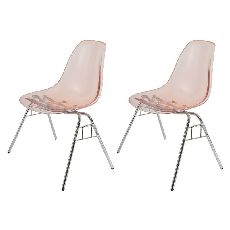 Industrial Style Armless Side Chairs Solid Back Plastic Dining Chair for Home Pink Set of 2 Clearhalo ' kitchen&dining_furn' 'Dining Chairs' 'Dining Tables & Seating' 'dining_chair' 'Furniture' 'furniture_dining_chair' 'Kitchen & Dining Furniture' 'kitchen' 4155004