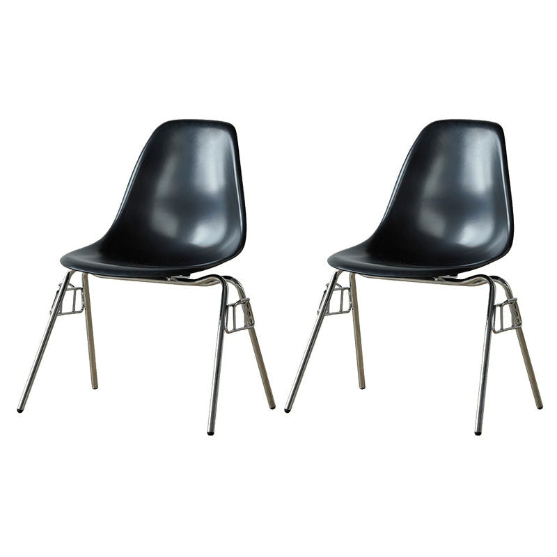 Industrial Style Armless Side Chairs Solid Back Plastic Dining Chair for Home Black Set of 2 Clearhalo ' kitchen&dining_furn' 'Dining Chairs' 'Dining Tables & Seating' 'dining_chair' 'Furniture' 'furniture_dining_chair' 'Kitchen & Dining Furniture' 'kitchen' 4155007