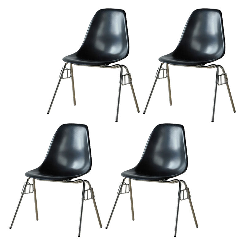 Industrial Style Armless Side Chairs Solid Back Plastic Dining Chair for Home Black Set of 4 Clearhalo ' kitchen&dining_furn' 'Dining Chairs' 'Dining Tables & Seating' 'dining_chair' 'Furniture' 'furniture_dining_chair' 'Kitchen & Dining Furniture' 'kitchen' 4155008
