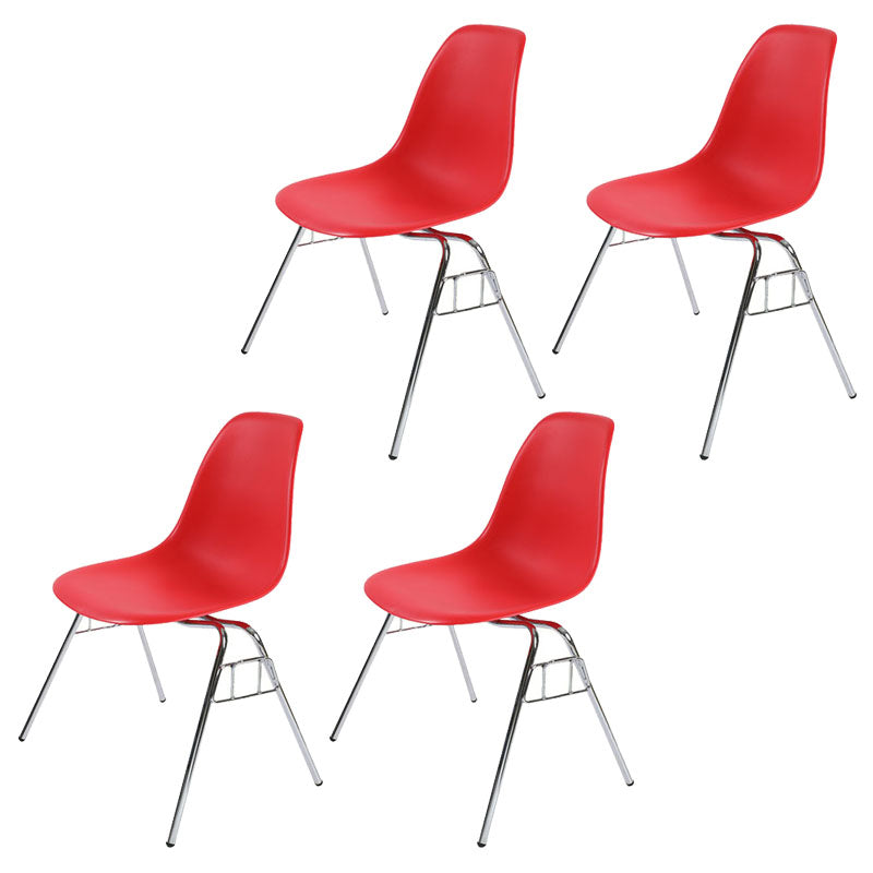Industrial Style Armless Side Chairs Solid Back Plastic Dining Chair for Home Red Set of 4 Clearhalo ' kitchen&dining_furn' 'Dining Chairs' 'Dining Tables & Seating' 'dining_chair' 'Furniture' 'furniture_dining_chair' 'Kitchen & Dining Furniture' 'kitchen' 4155011