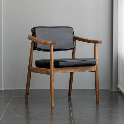 Traditional Style Dining Chairs Kitchen Arm Side Chairs with Wooden Legs Matte Black 1 Piece Clearhalo ' kitchen&dining_furn' 'Dining Chairs' 'Dining Tables & Seating' 'dining_chair' 'furn' 'furn_dining_chair' 'Furniture' 'furniture_dining_chair' 'Kitchen & Dining Furniture' 'kitchen' 4155027