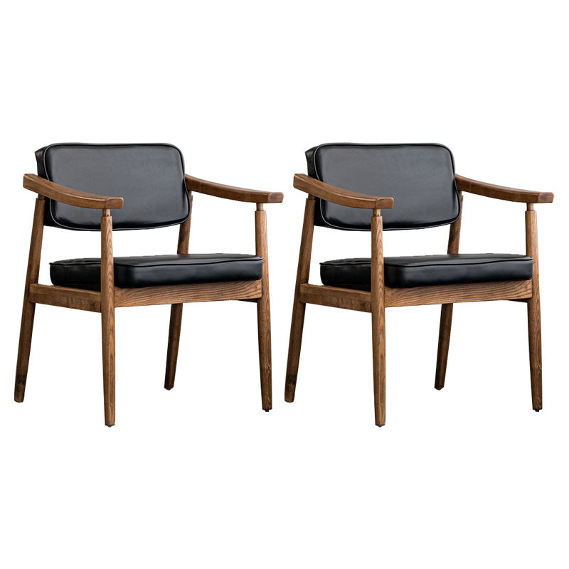 Traditional Style Dining Chairs Kitchen Arm Side Chairs with Wooden Legs Matte Black 2 Piece Set Clearhalo ' kitchen&dining_furn' 'Dining Chairs' 'Dining Tables & Seating' 'dining_chair' 'furn' 'furn_dining_chair' 'Furniture' 'furniture_dining_chair' 'Kitchen & Dining Furniture' 'kitchen' 4155029