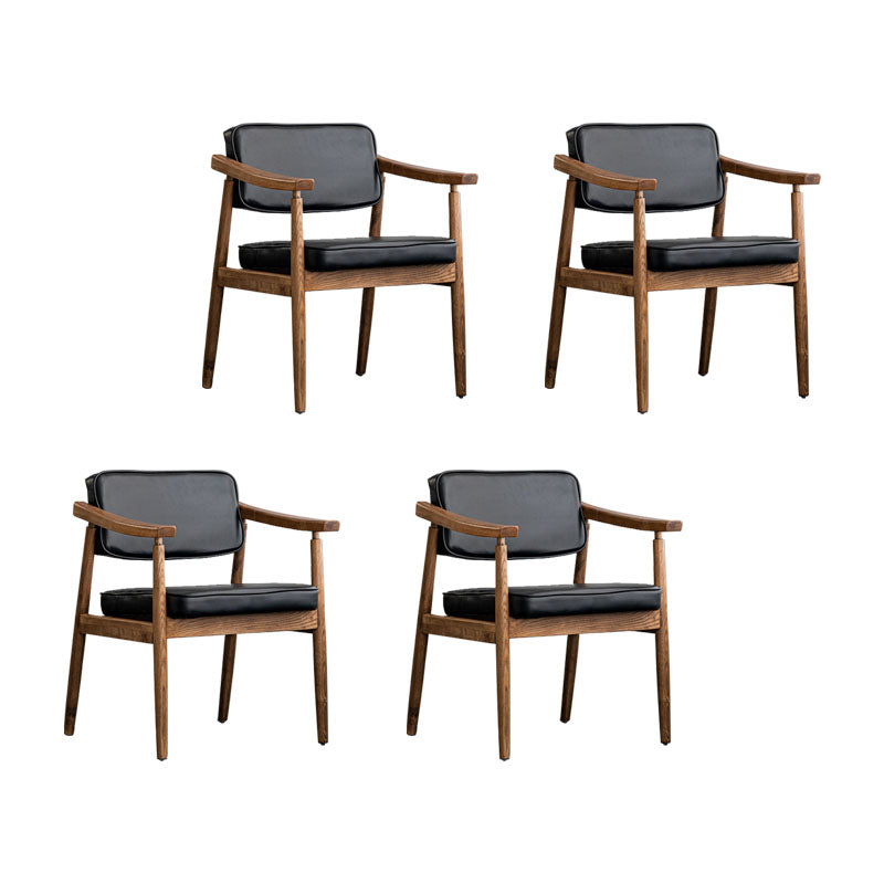 Traditional Style Dining Chairs Kitchen Arm Side Chairs with Wooden Legs Matte Black 4 Piece Set Clearhalo ' kitchen&dining_furn' 'Dining Chairs' 'Dining Tables & Seating' 'dining_chair' 'furn' 'furn_dining_chair' 'Furniture' 'furniture_dining_chair' 'Kitchen & Dining Furniture' 'kitchen' 4155032