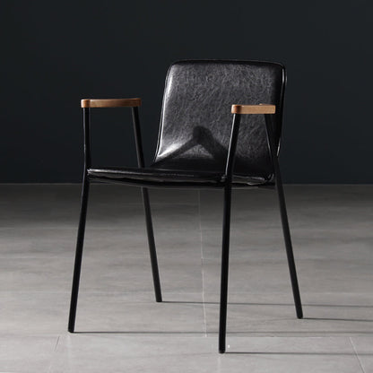 Industrial Style Dining Chairs Kitchen Arm Side Chairs with Metal Legs Black 1 Piece Clearhalo ' kitchen&dining_furn' 'Dining Chairs' 'Dining Tables & Seating' 'dining_chair' 'furn' 'furn_dining_chair' 'Furniture' 'furniture_dining_chair' 'Kitchen & Dining Furniture' 'kitchen' 4155077