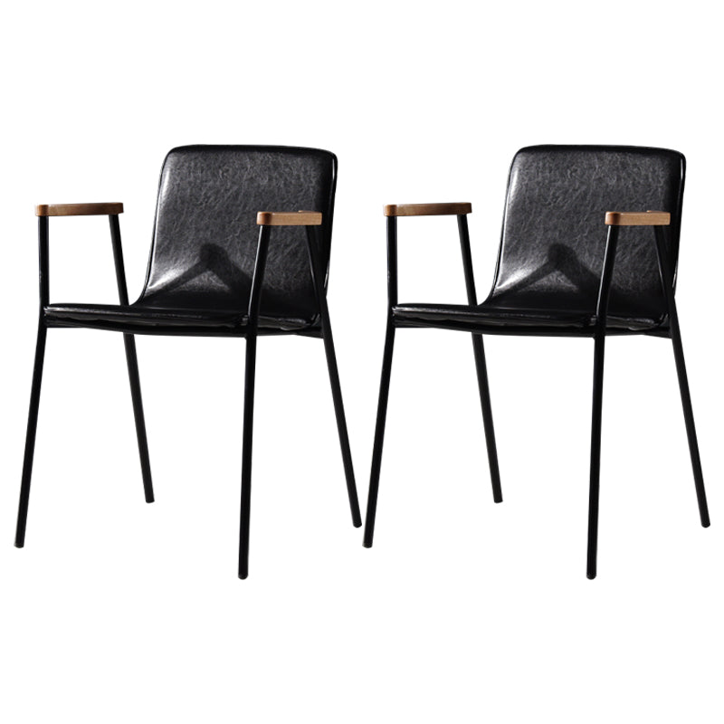 Industrial Style Dining Chairs Kitchen Arm Side Chairs with Metal Legs Black 2 Piece Set Clearhalo ' kitchen&dining_furn' 'Dining Chairs' 'Dining Tables & Seating' 'dining_chair' 'furn' 'furn_dining_chair' 'Furniture' 'furniture_dining_chair' 'Kitchen & Dining Furniture' 'kitchen' 4155078