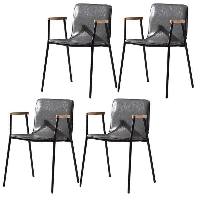 Industrial Style Dining Chairs Kitchen Arm Side Chairs with Metal Legs Grey 4 Piece Set Clearhalo ' kitchen&dining_furn' 'Dining Chairs' 'Dining Tables & Seating' 'dining_chair' 'furn' 'furn_dining_chair' 'Furniture' 'furniture_dining_chair' 'Kitchen & Dining Furniture' 'kitchen' 4155086