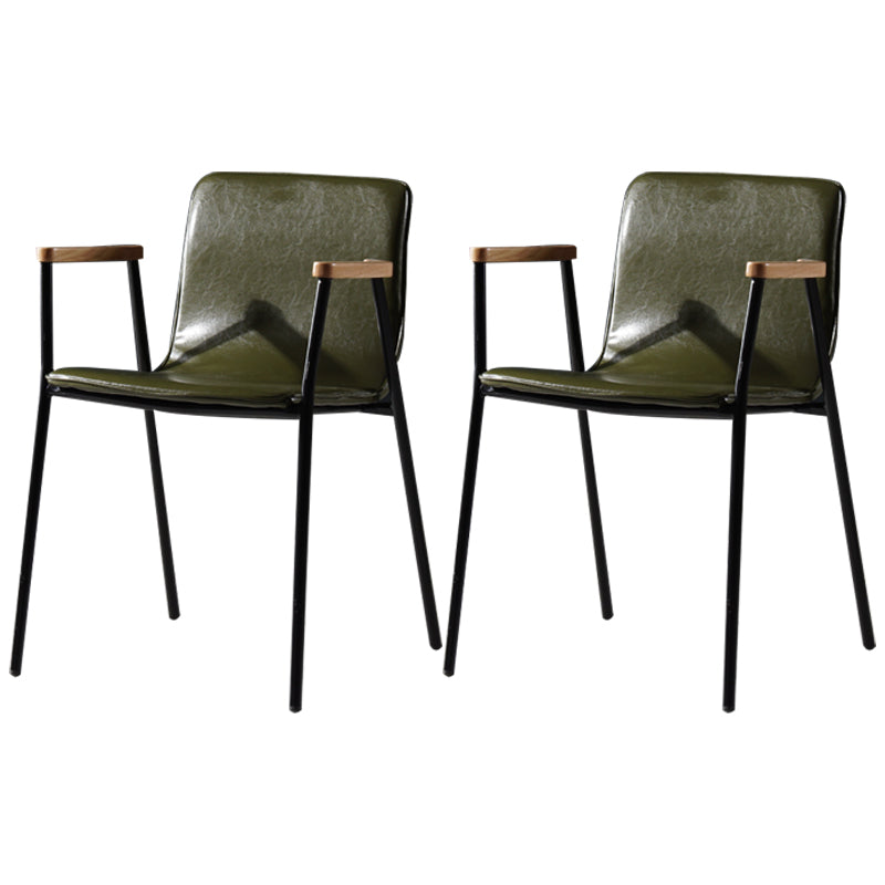 Industrial Style Dining Chairs Kitchen Arm Side Chairs with Metal Legs Green 2 Piece Set Clearhalo ' kitchen&dining_furn' 'Dining Chairs' 'Dining Tables & Seating' 'dining_chair' 'furn' 'furn_dining_chair' 'Furniture' 'furniture_dining_chair' 'Kitchen & Dining Furniture' 'kitchen' 4155091