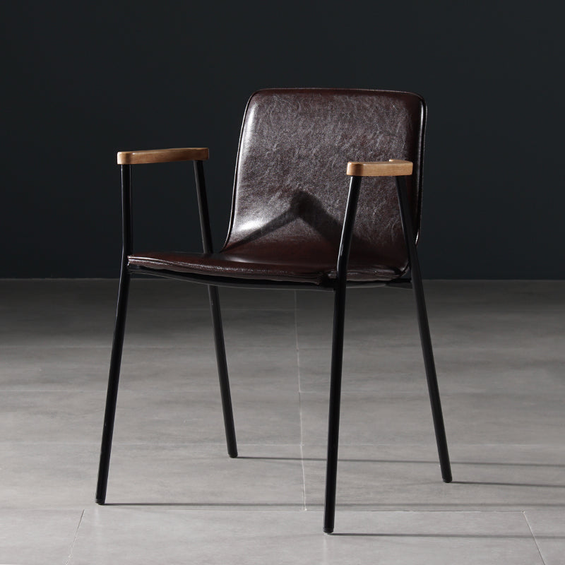 Industrial Style Dining Chairs Kitchen Arm Side Chairs with Metal Legs Coffee 1 Piece Clearhalo ' kitchen&dining_furn' 'Dining Chairs' 'Dining Tables & Seating' 'dining_chair' 'furn' 'furn_dining_chair' 'Furniture' 'furniture_dining_chair' 'Kitchen & Dining Furniture' 'kitchen' 4155095