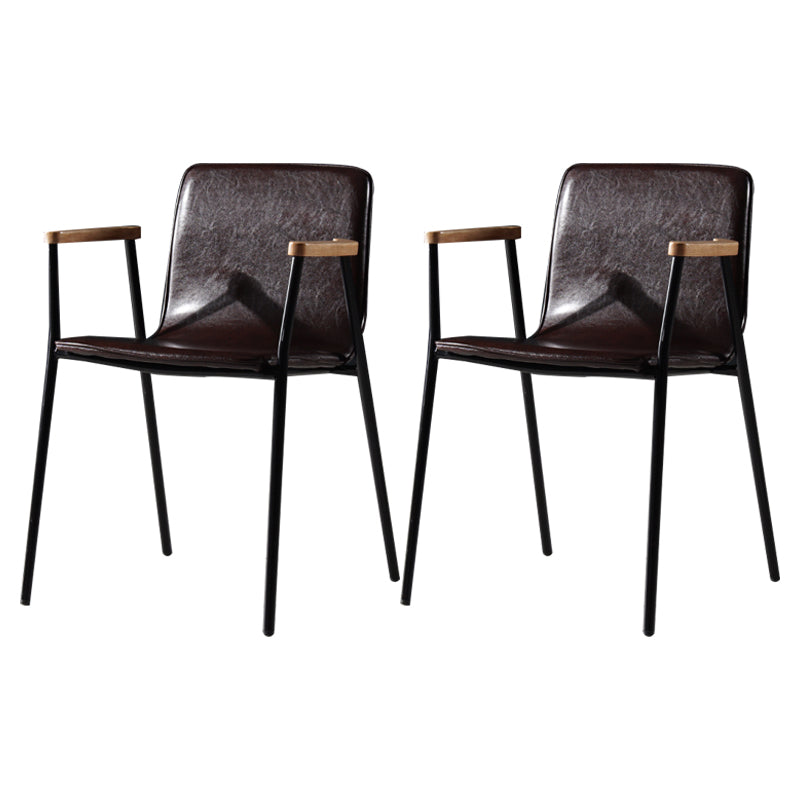 Industrial Style Dining Chairs Kitchen Arm Side Chairs with Metal Legs Coffee 2 Piece Set Clearhalo ' kitchen&dining_furn' 'Dining Chairs' 'Dining Tables & Seating' 'dining_chair' 'furn' 'furn_dining_chair' 'Furniture' 'furniture_dining_chair' 'Kitchen & Dining Furniture' 'kitchen' 4155096