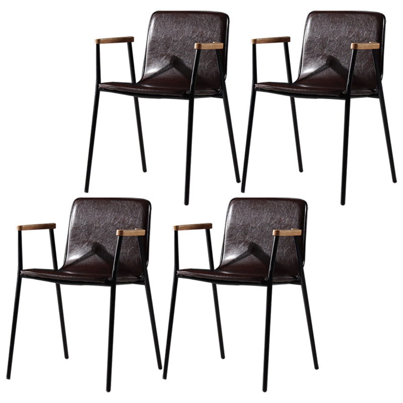 Industrial Style Dining Chairs Kitchen Arm Side Chairs with Metal Legs Coffee 4 Piece Set Clearhalo ' kitchen&dining_furn' 'Dining Chairs' 'Dining Tables & Seating' 'dining_chair' 'furn' 'furn_dining_chair' 'Furniture' 'furniture_dining_chair' 'Kitchen & Dining Furniture' 'kitchen' 4155098