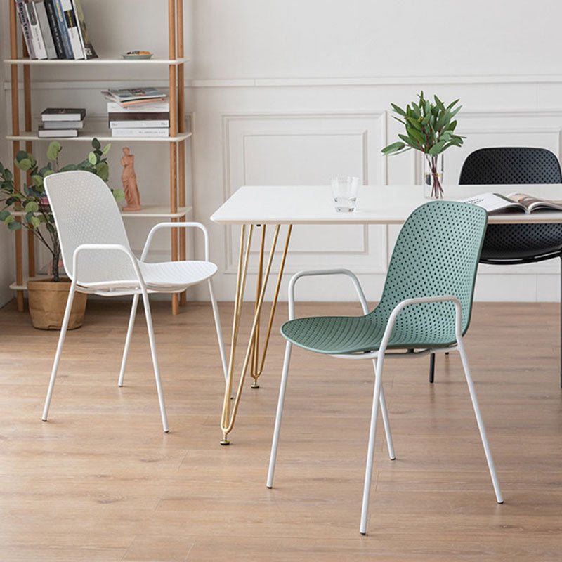 Contemporary Indoor Arm Chair Solid Back Metal Dining Room Chair (Set of 4) Clearhalo ' kitchen&dining_furn' 'Dining Chairs' 'Dining Tables & Seating' 'dining_chair' 'furn' 'furn_dining_chair' 'Furniture' 'furniture_dining_chair' 'Kitchen & Dining Furniture' 'kitchen' 4155100