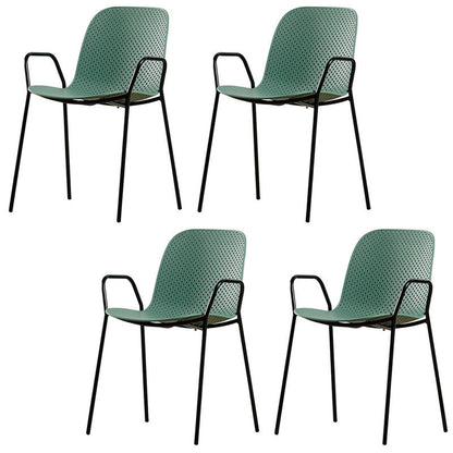 Contemporary Indoor Arm Chair Solid Back Metal Dining Room Chair (Set of 4) Green Clearhalo ' kitchen&dining_furn' 'Dining Chairs' 'Dining Tables & Seating' 'dining_chair' 'furn' 'furn_dining_chair' 'Furniture' 'furniture_dining_chair' 'Kitchen & Dining Furniture' 'kitchen' 4155105