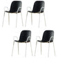 Contemporary Indoor Arm Chair Solid Back Metal Dining Room Chair (Set of 4) Black Clearhalo ' kitchen&dining_furn' 'Dining Chairs' 'Dining Tables & Seating' 'dining_chair' 'furn' 'furn_dining_chair' 'Furniture' 'furniture_dining_chair' 'Kitchen & Dining Furniture' 'kitchen' 4155108