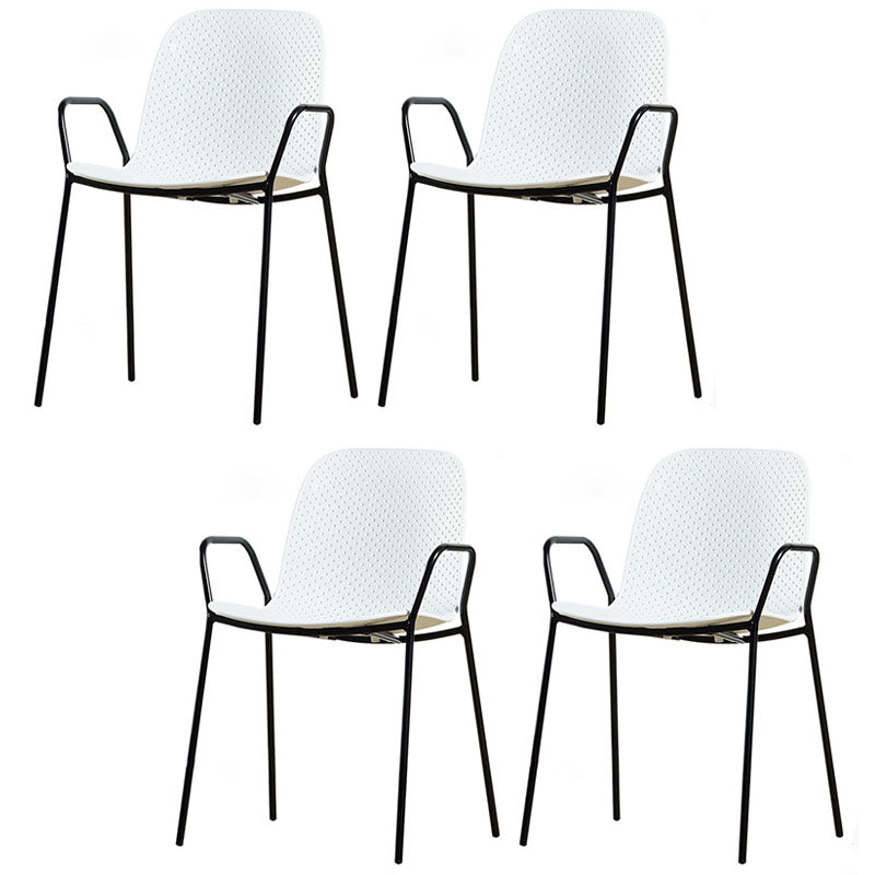 Contemporary Indoor Arm Chair Solid Back Metal Dining Room Chair (Set of 4) Gloss White Clearhalo ' kitchen&dining_furn' 'Dining Chairs' 'Dining Tables & Seating' 'dining_chair' 'furn' 'furn_dining_chair' 'Furniture' 'furniture_dining_chair' 'Kitchen & Dining Furniture' 'kitchen' 4155112