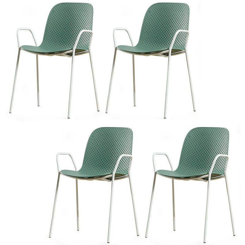 Contemporary Indoor Arm Chair Solid Back Metal Dining Room Chair (Set of 4) Blackish Green Clearhalo ' kitchen&dining_furn' 'Dining Chairs' 'Dining Tables & Seating' 'dining_chair' 'furn' 'furn_dining_chair' 'Furniture' 'furniture_dining_chair' 'Kitchen & Dining Furniture' 'kitchen' 4155114