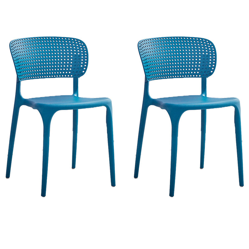 Contemporary Style Plastic Dining Armless Chair Open Back Dining Side Chairs Blue 2 Piece Set Clearhalo ' kitchen&dining_furn' 'Dining Chairs' 'Dining Tables & Seating' 'dining_chair' 'furn' 'furn_dining_chair' 'Furniture' 'furniture_dining_chair' 'Kitchen & Dining Furniture' 'kitchen' 4155120